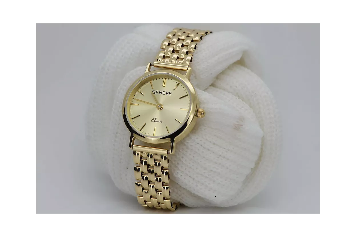 Goldene Herrenuhr Geneve ★ zlotychlopak.pl ★ Gold Reinheit 585 333 Niedriger Preis!