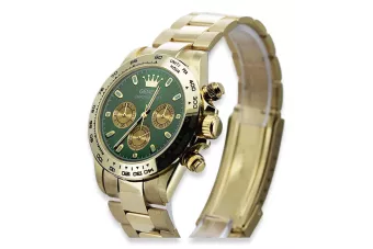 Yellow 14k 585 gold men's Geneve green dial watch mw014ydgr&mbw017y