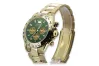 Yellow 14k 585 gold men's Geneve green dial watch mw014ydgr&mbw017y