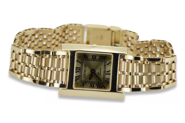 Goldene Herrenuhr Geneve ★ zlotychlopak.pl ★ Gold Reinheit 585 333 Niedriger Preis!