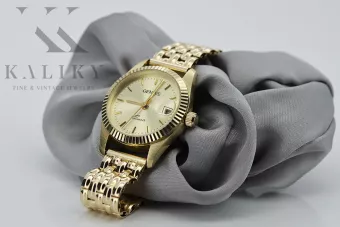 Жовтий 14k 585 золотий наручний годинник Lady Geneve lw020ydy&lbw004y