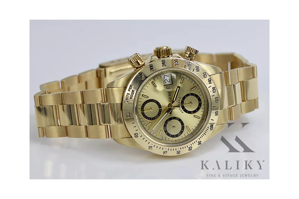 Reloj de oro para hombre Geneve ★ zlotychlopak.pl ★ Pureza de oro 585 333 Precio bajo!