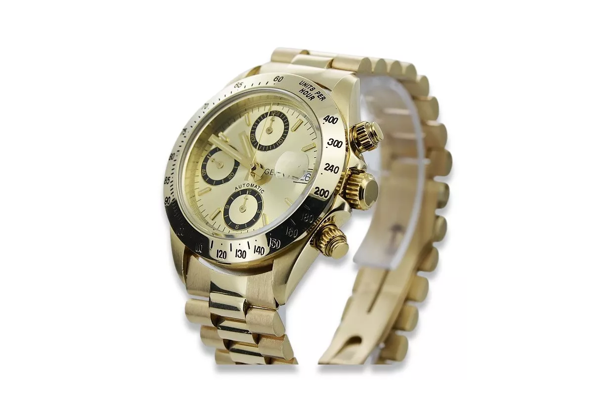 Goldene Herrenuhr Geneve ★ zlotychlopak.pl ★ Gold Reinheit 585 333 Niedriger Preis!