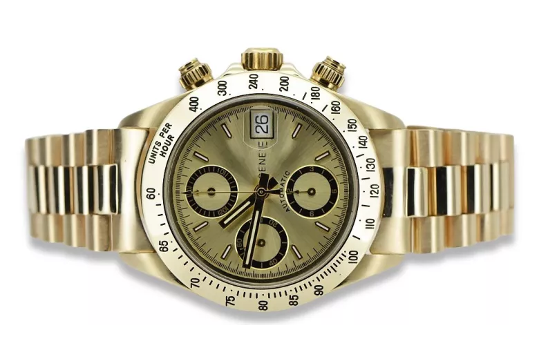 Goldene Herrenuhr Geneve ★ zlotychlopak.pl ★ Gold Reinheit 585 333 Niedriger Preis!