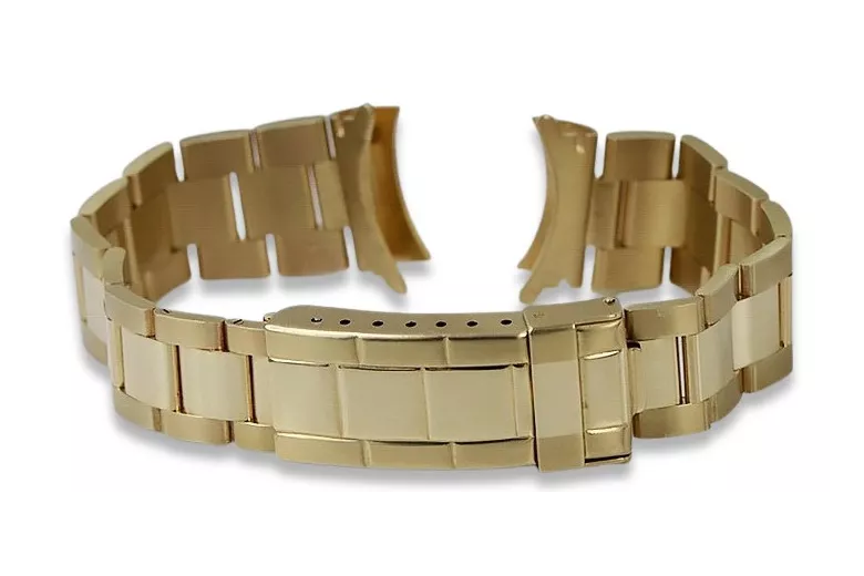 14K Gold Men's Watch Bracelet for Rolex, 20mm Italian