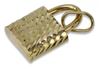 Italian gold pendant 14k 585 padlock cpn057y