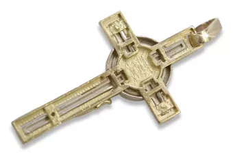 Italian yellow wihite 14k gold Catholic cross ctc049yw