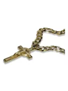 Italian yellow 14k gold Catholic cross & gourmette chain ctc049yw&cc001y