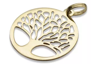 Pendentif original italien jaune 14 carats beau pendentif arbre porte-bonheur cpn056y