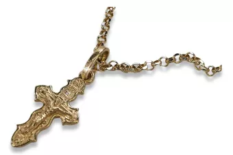 Orthodox 14k roz roz Gold 585 Cross pandantiv & Anchor lanț de aur oc014r&cc003r