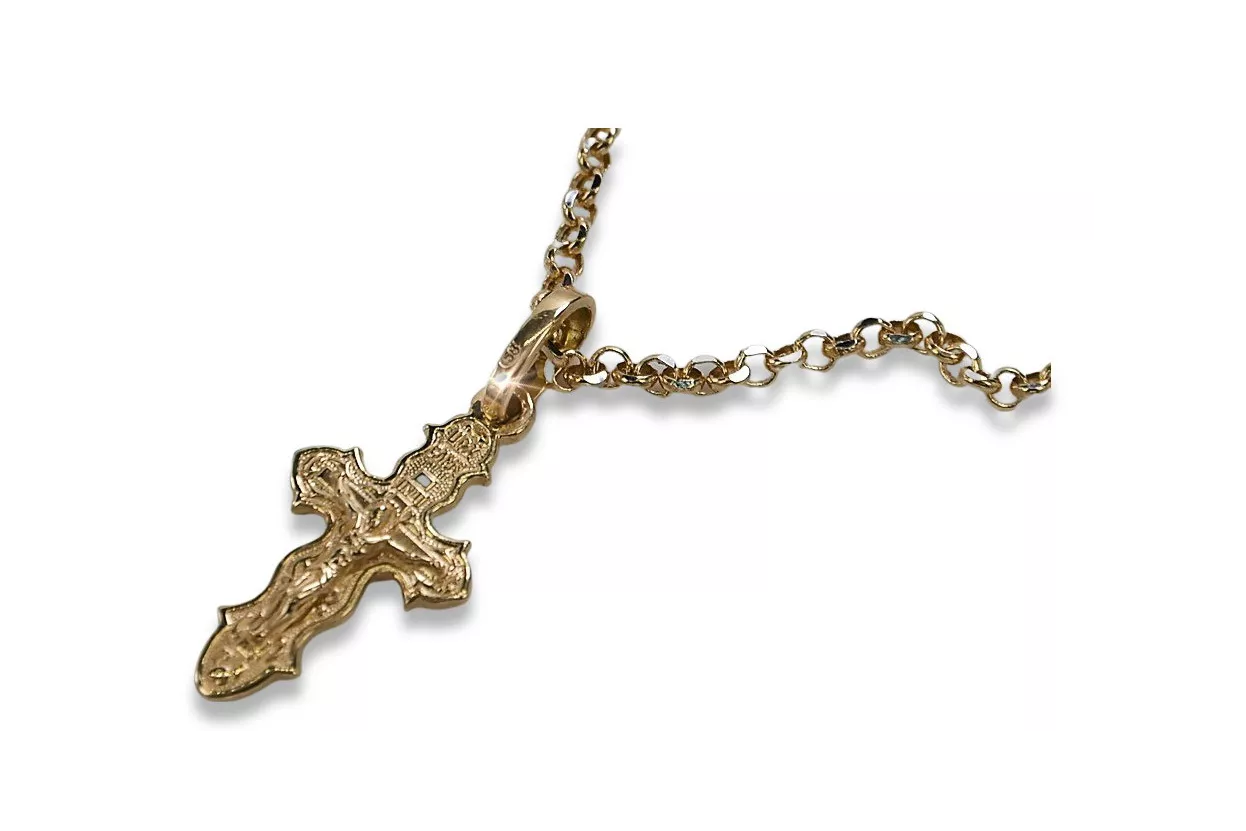 Gold Orthodox cross with chain ★ zlotychlopak.pl ★ Gold sample 585 333 Low price