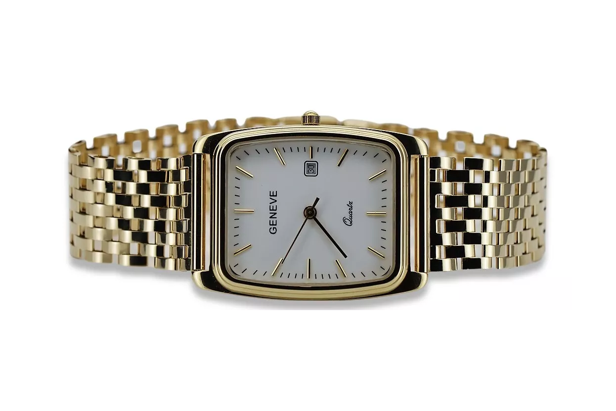 Gold men's watch Geneve ★ zlotychlopak.pl ★ Gold purity 585 333 Low Price!