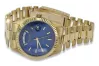 Жовтий 14k 585 золотих чоловіків Geneve Watch mw013ydb&mbw016y синя диаль