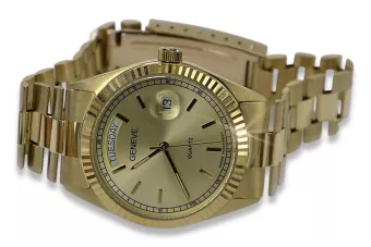 Reloj Geneve amarillo 14k 585 oro para hombre mw013ydy&mbw016y