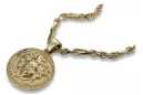 Greek style medallion & Corda Figaro 14k gold chain cpn049y&cc082y