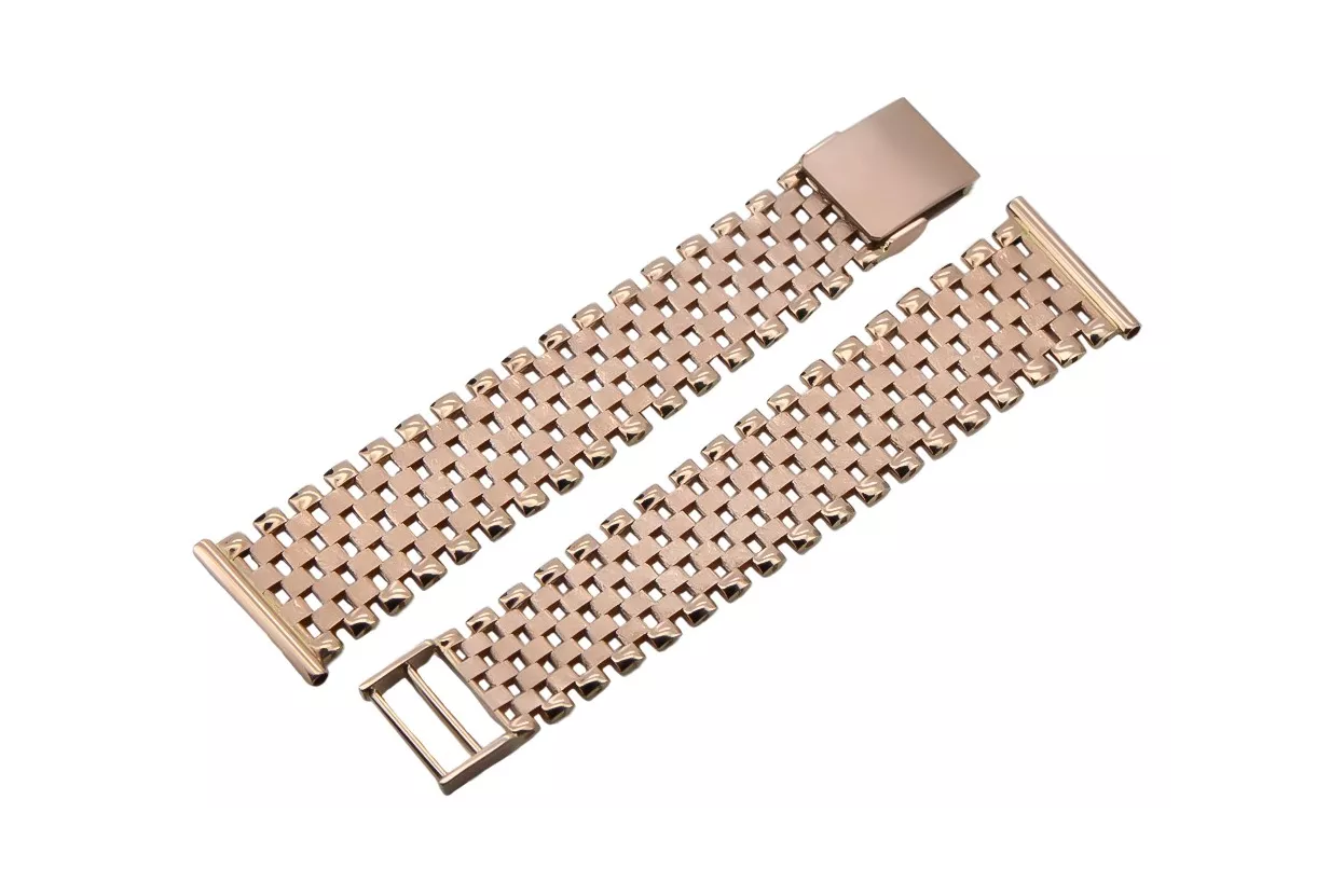 Pulsera de reloj de hombre rosa rosa rusa 14k 585 de oro mbw003r