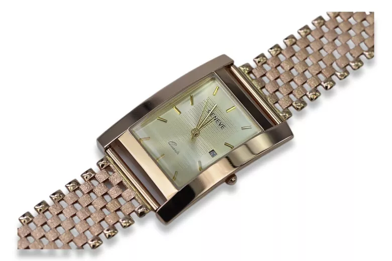 Gold men's watch Geneve ★ zlotychlopak.pl ★ Gold purity 585 333 Low Price!