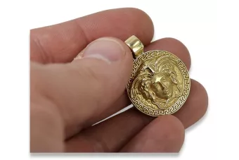 Medusa de oro amarillo de 14k Colgante griego moderno CPN049Y