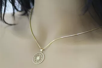 Italian 14k gold Sun pendant with chain cpn040y&cc020y