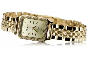 Amarillo 14k 585 oro Lady Geneve reloj de pulsera lw055y y lbw008y