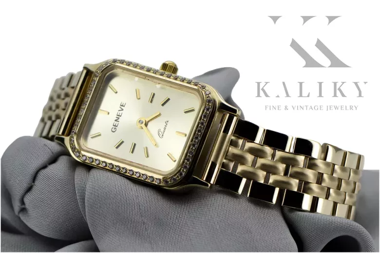 Gold men's watch Geneve ★ zlotychlopak.pl ★ Gold purity 585 333 Low Price!