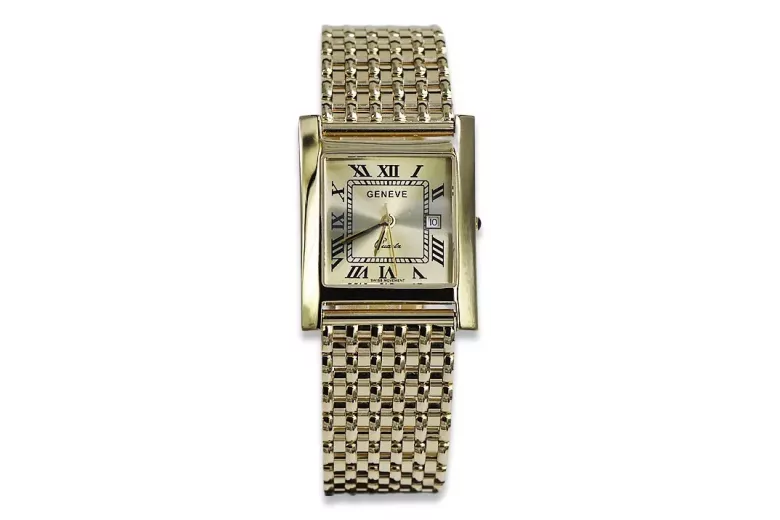 Gold men's watch Geneve ★ zlotychlopak.pl ★ Gold purity 585 333 Low Price!