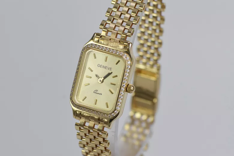 Gold men's watch Geneve ★ zlotychlopak.pl ★ Gold purity 585 333 Low Price!