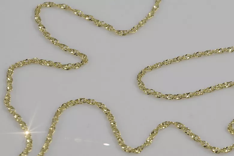 Italian yellow 14k gold New Rope Singapore diamond cut chain hollow cc079y