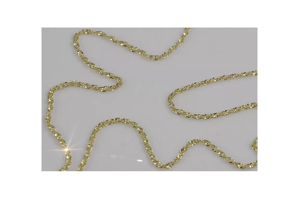 Rusă a crescut italian galben 14k de aur New Rope Singapore diamant tăiat lanț gol cc079