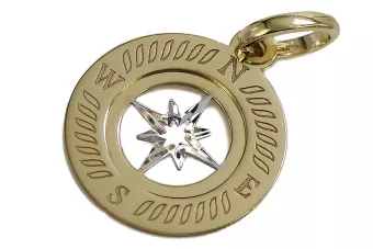 Original Italian yellow white 14k gold beautiful compass pendant cpn032yw