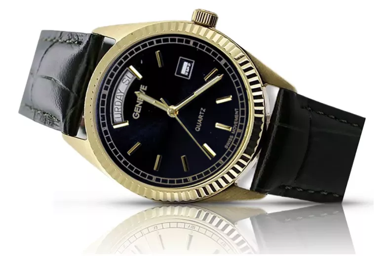 Gold men's watch Geneve ★ zlotychlopak.pl ★ Gold purity 585 333 Low Price!