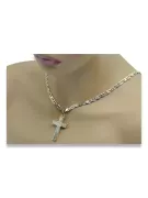 Italian yellow 14k gold  cross & chain ctc016yM&cc031y