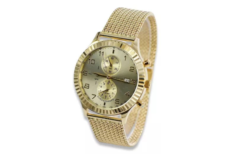 Reloj de Hombre de Oro 14K, Diseño Italiano, Cuarzo