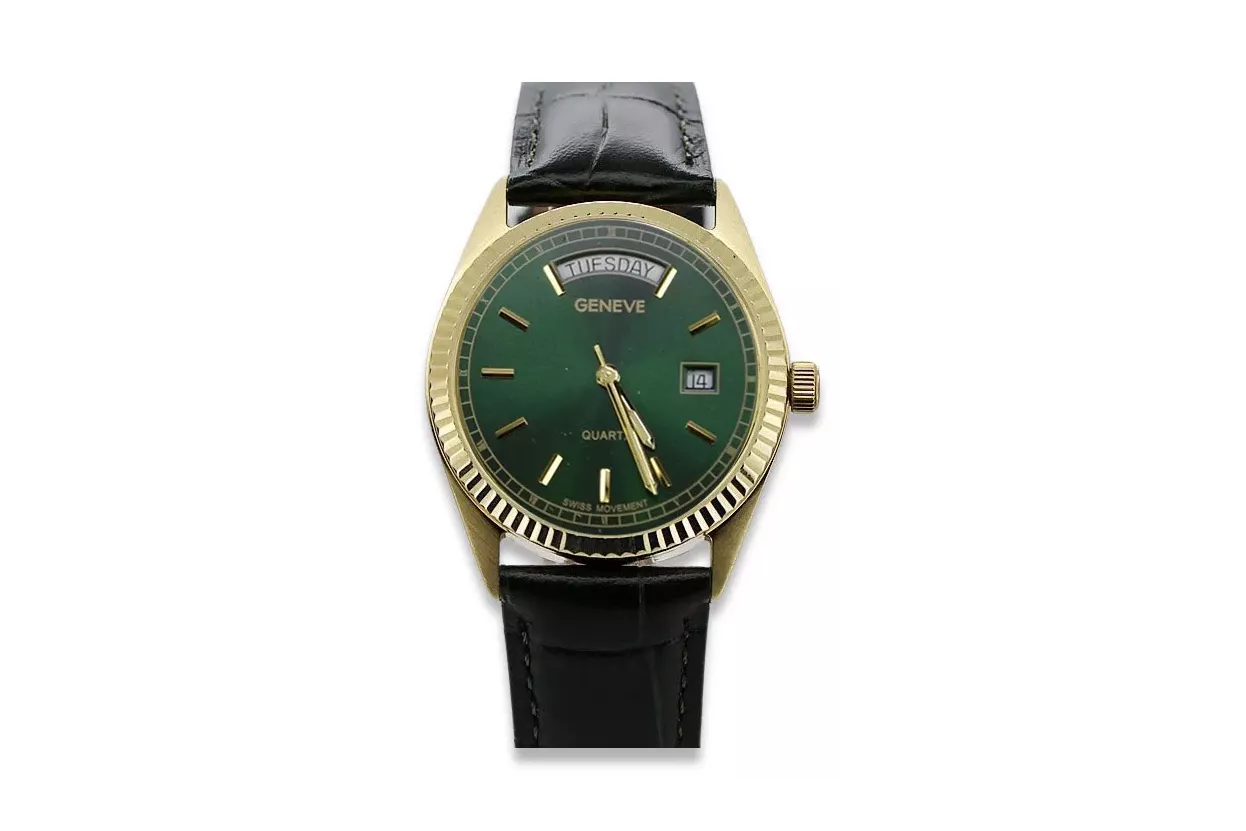 Gold men's watch Geneve ★ zlotychlopak.pl ★ Gold purity 585 333 Low Price!