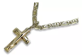 Croix et chaîne catholiques en or jaune blanc 14 carats ctc095y&cc021y