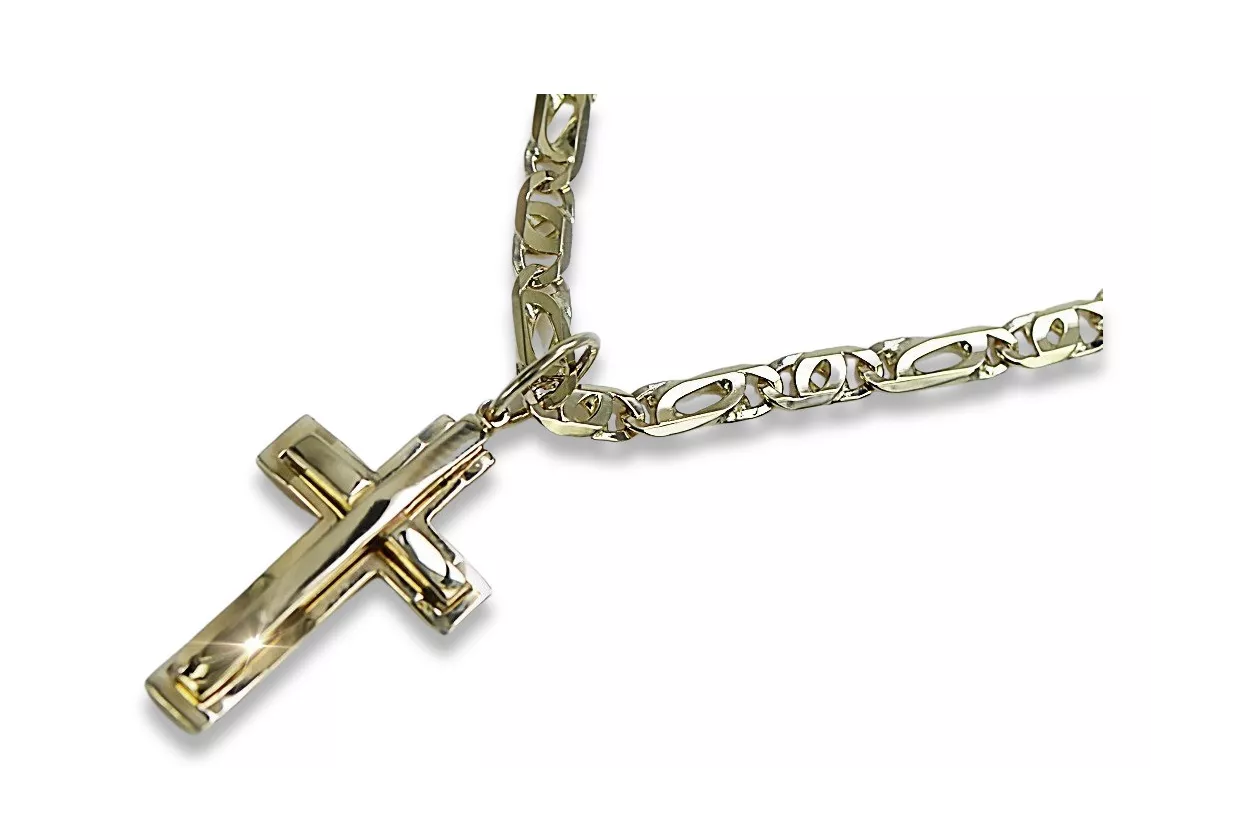 Gold cross with a chain ★ zlotychlopak.pl ★ Gold stamp 585 333 Low price!