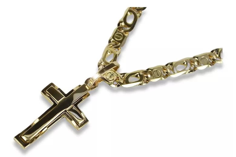 Cruz de oro con una cadena ★ zlotychlopak.pl Sello de oro 585 333 ¡★ Precio bajo!