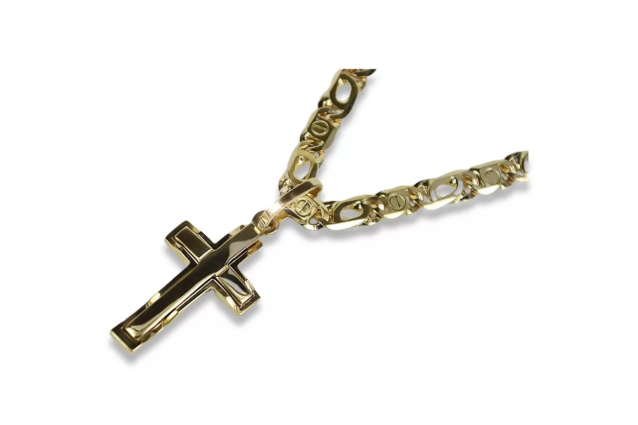 Gold cross with a chain ★ zlotychlopak.pl ★ Gold stamp 585 333 Low price!