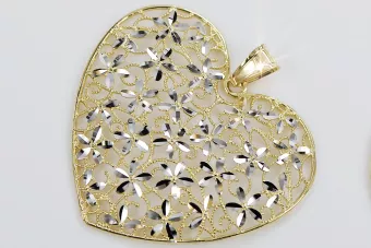 Org. Italiano amarillo blanco 14k oro hermoso corazón colgante cpn002yw