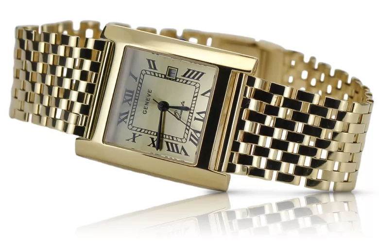 Gold men's watch Geneve ★ zlotychlopak.pl ★ Gold purity 585 333 Low Price!