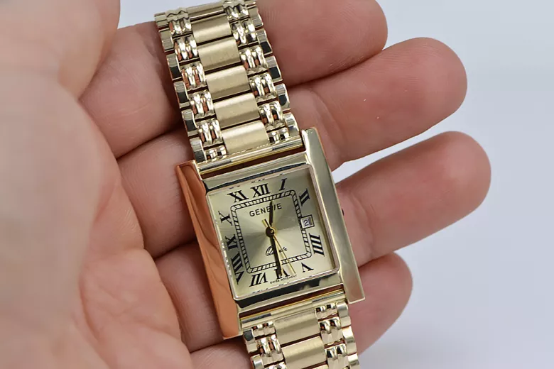 Gold men's watch Geneve ★ zlotychlopak.pl ★ Gold purity 585 333 Low Price!