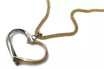 Italian 14k gold modern heart pendant with snake chain cpn013ywL&cc036y