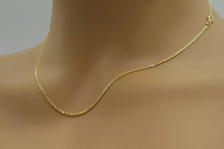 Gelb weiß 585 14k bicolor gold Spiga Kette cc036yw