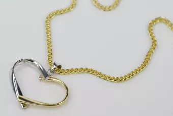 Colgante de corazón moderno de oro italiano de 14k con cadena de serpiente cpn013yw&cc036y