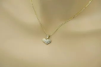 Amarillo italiano oro de 14k hermoso colgante de corazón moderno cpn018y