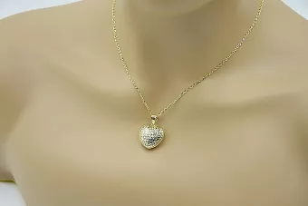 Colgante de corazón moderno de oro de 14k con cadena de anclaje cpn017y&cc003y