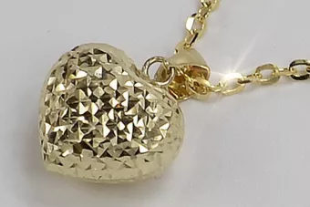 Jaune or 14k beau pendentif coeur moderne cpn015y