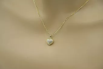 Colgante de corazón moderno italiano de oro de 14k con cadena de anclaje cpn015&cc003y