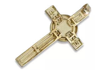 Yellow 14k gold Catholic Jesus cross ctc096y