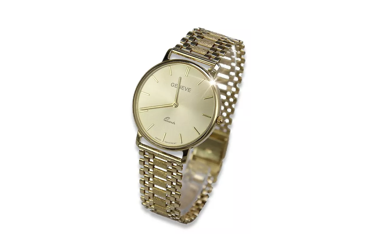 Reloj de oro para hombre Geneve ★ zlotychlopak.pl ★ Pureza de oro 585 333 Precio bajo!